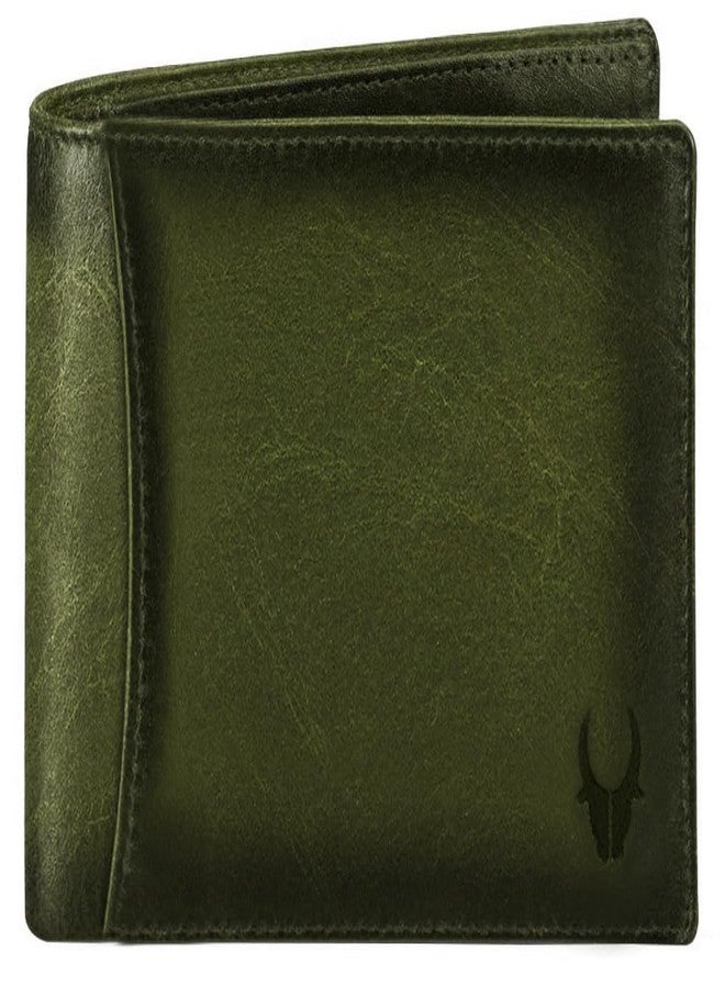 WildHorn RFID Protected Leather Wallet for Men, Green Crunch - Image 3